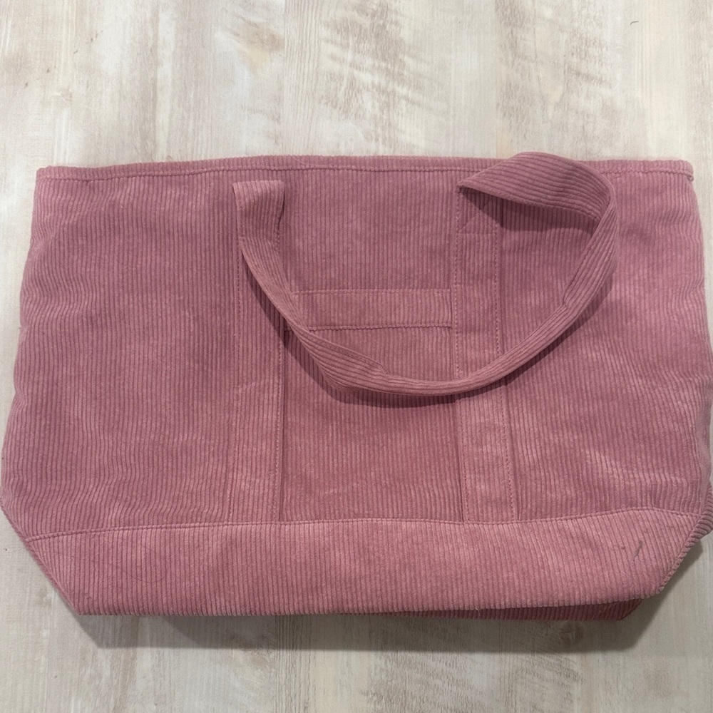 Old Navy Pink Corduroy Tote Bag - Zipper Closure